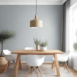 Diseño de interiores para un comedor con un estilo nórdico y acogedor