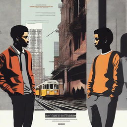 Design a movie poster for 'Concrete Connections' featuring a dynamic urban backdrop of Brooklyn, with a focus on the city’s gritty and vibrant environment
