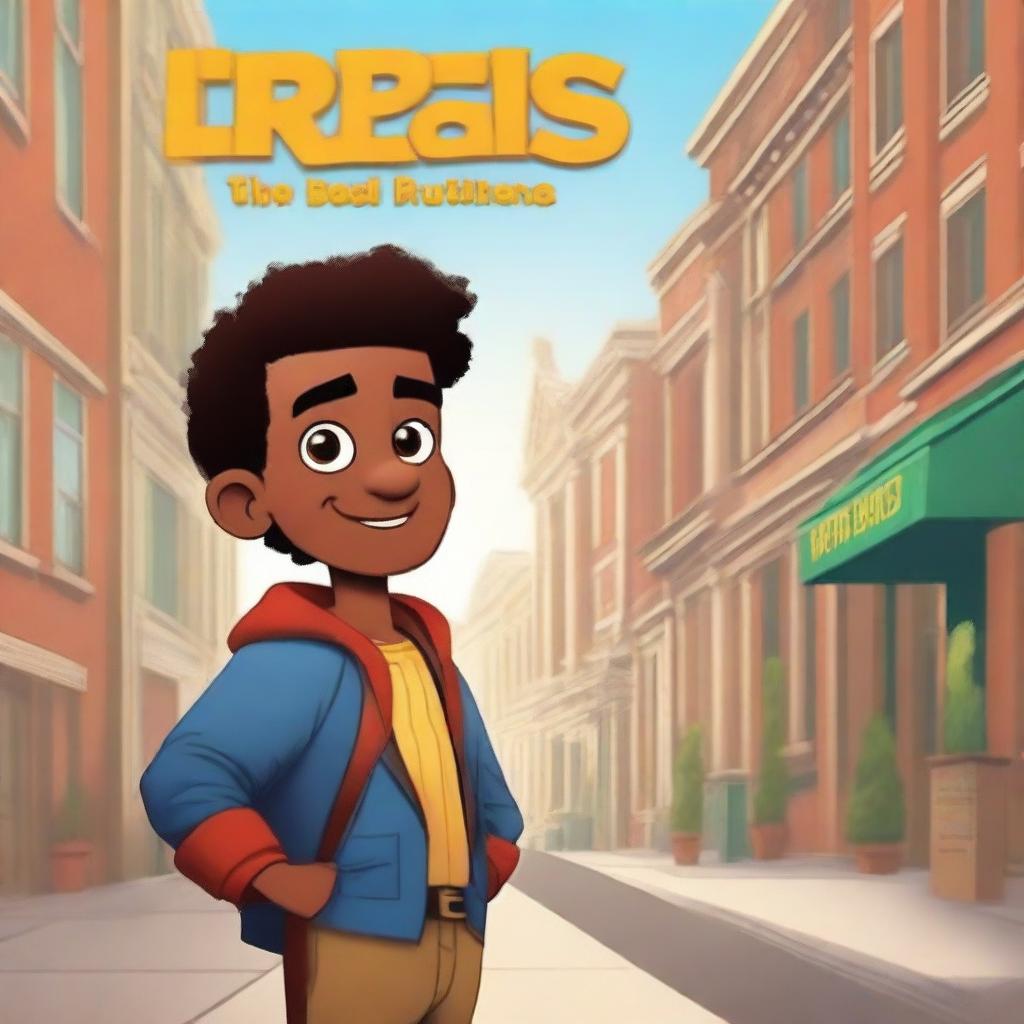 Create an animated style book cover for a fictional financial story titled 'From Rags to Riches: The Journey of Lucas'