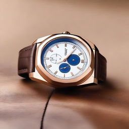 The watch features a 42mm heptagonal case with equal sides and a thickness of 15mm, crafted from rose gold