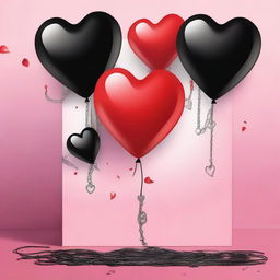 Create a book cover featuring a mix of hearts, chains, balloons, mirrors, and magnetic attraction imagery