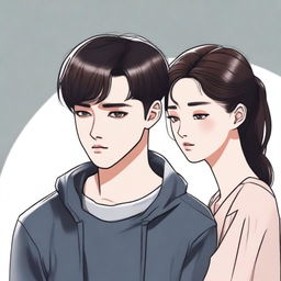 A depiction of Mingyu and his girlfriend, showing them as a miserable couple