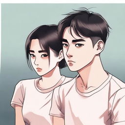 A depiction of Mingyu and his girlfriend, showing them as a miserable couple