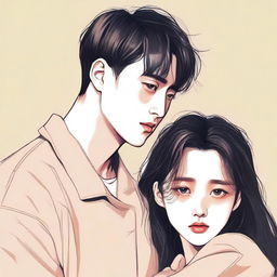 A portrayal of Kim Mingyu and his girlfriend