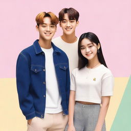 Kim Mingyu from the K-pop group Seventeen standing next to a girl