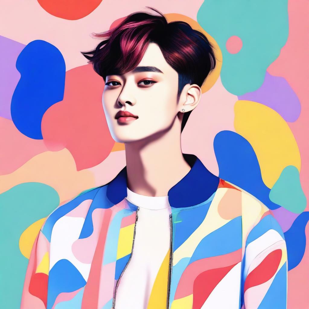 A detailed illustration of Kim Mingyu from Seventeen