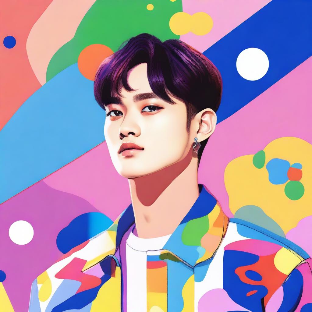 A detailed illustration of Kim Mingyu from Seventeen