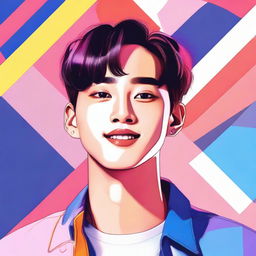 A detailed illustration of Kim Mingyu from Seventeen