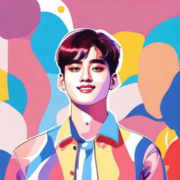 A detailed illustration of Kim Mingyu from Seventeen