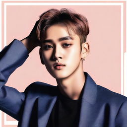 A detailed portrait of Mingyu, a member of the K-pop group Seventeen