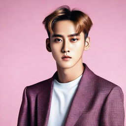 A detailed portrait of Mingyu, a member of the K-pop group Seventeen