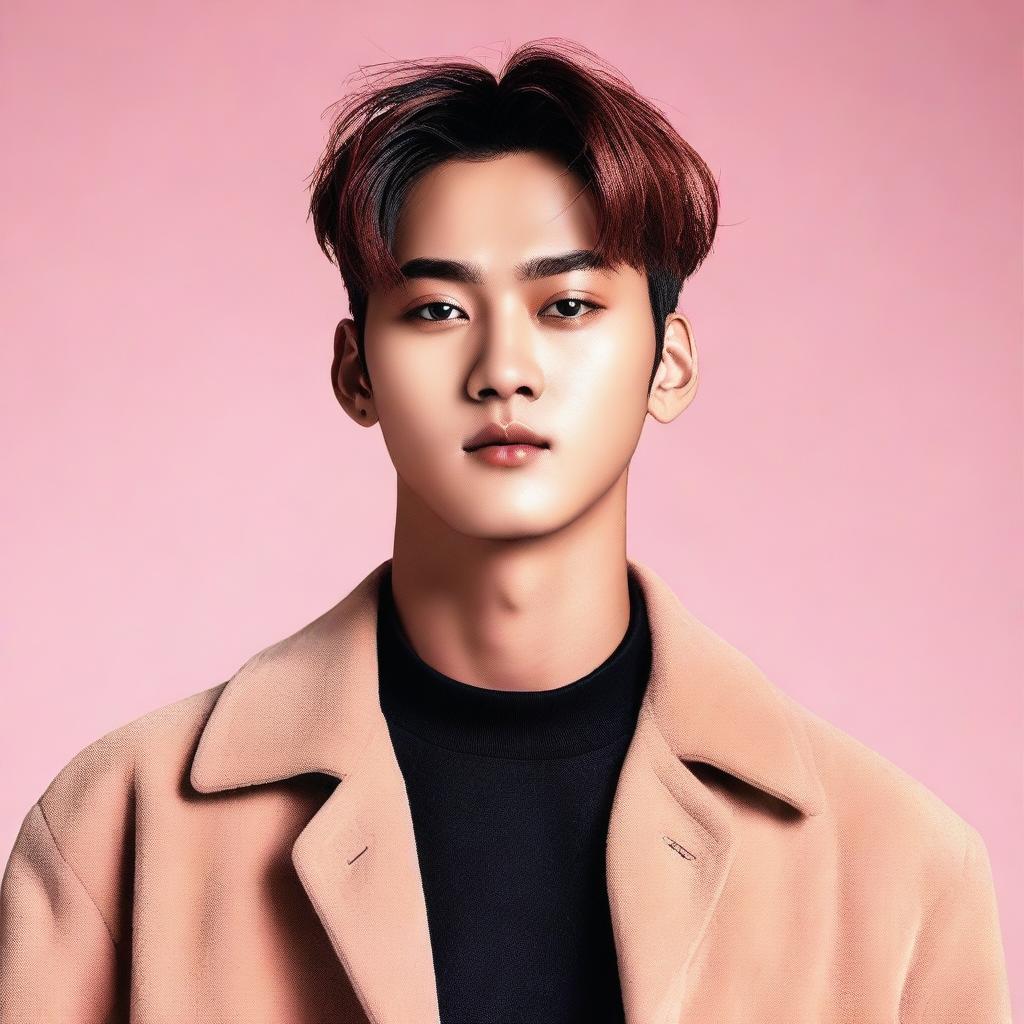 A detailed portrait of Mingyu, a member of the K-pop group Seventeen