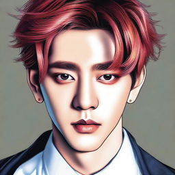 Create a detailed portrait of Baekhyun, a member of the K-pop group EXO