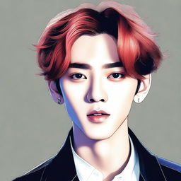 Create a detailed portrait of Baekhyun, a member of the K-pop group EXO