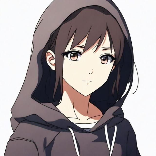 An anime girl, approximately 16 years old, with dark brown hair and brown eyes