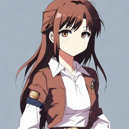 Anime girl, 16 years old, with dark brown hair and brown eyes