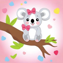 A cute and adorable koala bear designed in the style of Hello Kitty, with a bow on its head and a friendly smile