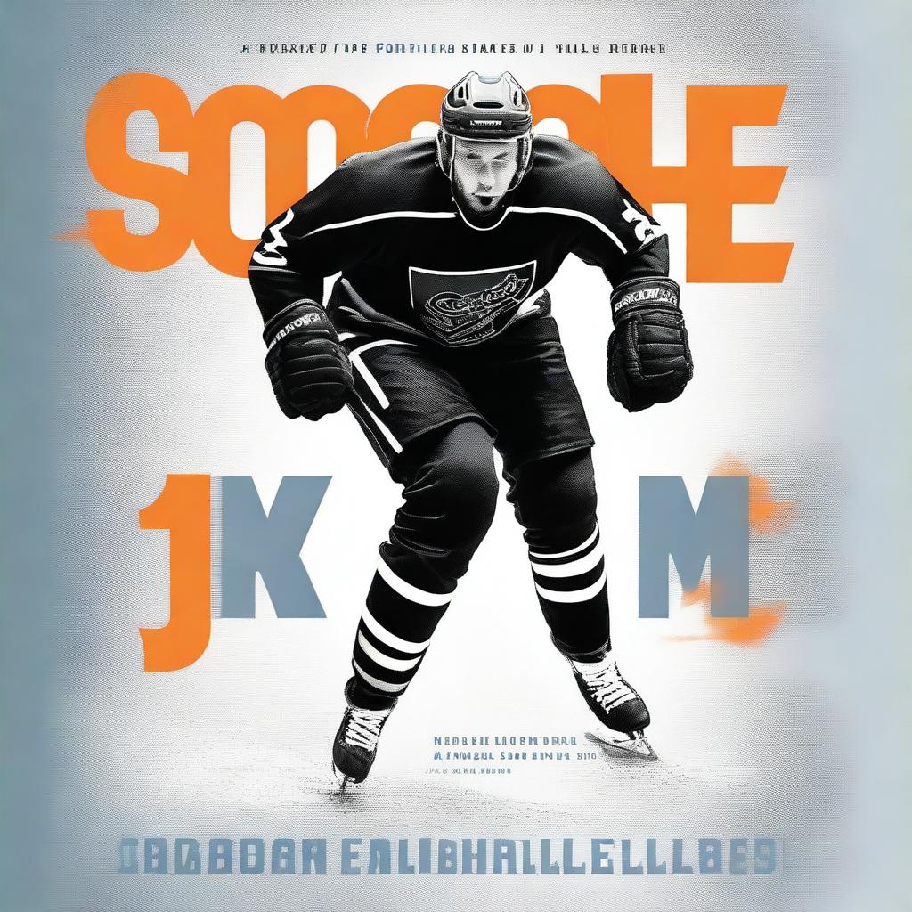 A captivating book cover featuring a dynamic figure in motion, wearing hockey skates