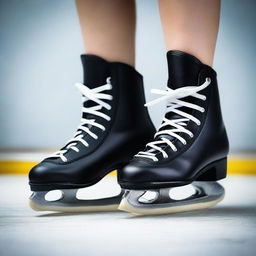 Uma imagem detalhada de dois pares de patins: um par de patins artísticos e um par de patins de hóquei