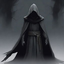 Create an image of a Nazgûl with a dark hood, shadowy figure, and large cleavage