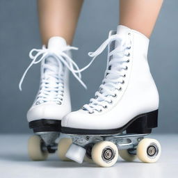 Uma imagem detalhada de dois pares de patins: um par de patins artísticos e um par de patins de hóquei