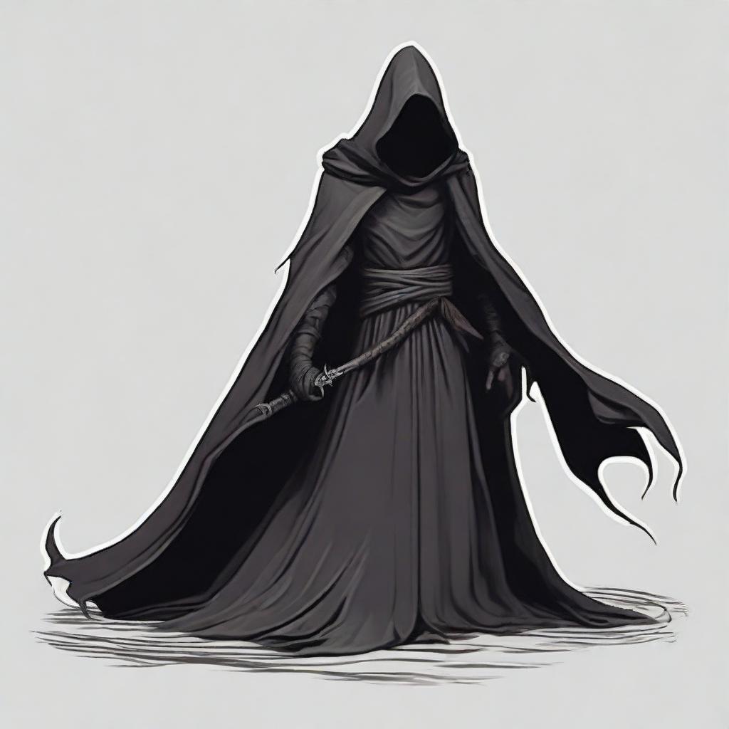 Create an image of a Nazgûl with a dark hood and shadowy figure