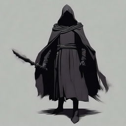 Create an image of a Nazgûl with a dark hood and shadowy figure