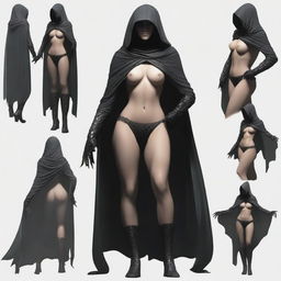 Create a realistic image of a sexy female Nazgûl with a dark hood and shadowy figure