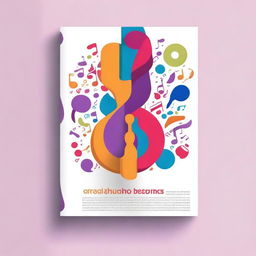 Create a book cover for a music book, featuring musical notes, instruments, and vibrant colors