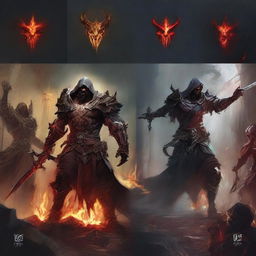 Create YouTube thumbnails for Diablo 4, showcasing changes by class