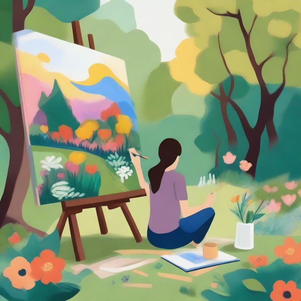 A serene and calming scene depicting expressive art therapy