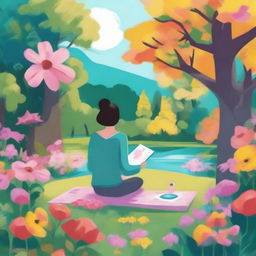 A serene and calming scene depicting expressive art therapy