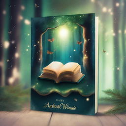 A captivating book cover design featuring an open book with magical elements flowing out of it