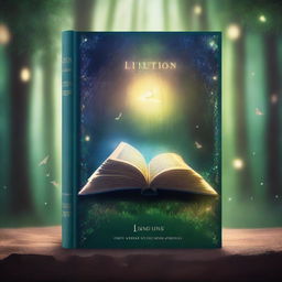 A captivating book cover design featuring an open book with magical elements flowing out of it