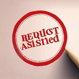 Create an image of a red rubber stamp with the text 'REQUEST ASSISTED' clearly imprinted on it