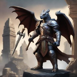 A majestic dragonborn character from Dungeons & Dragons, standing tall and proud