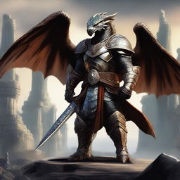 A majestic dragonborn character from Dungeons & Dragons, standing tall and proud