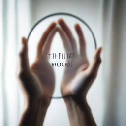 A nearly transparent woman's hand touching a mirror with the title 'quem é você' written on it