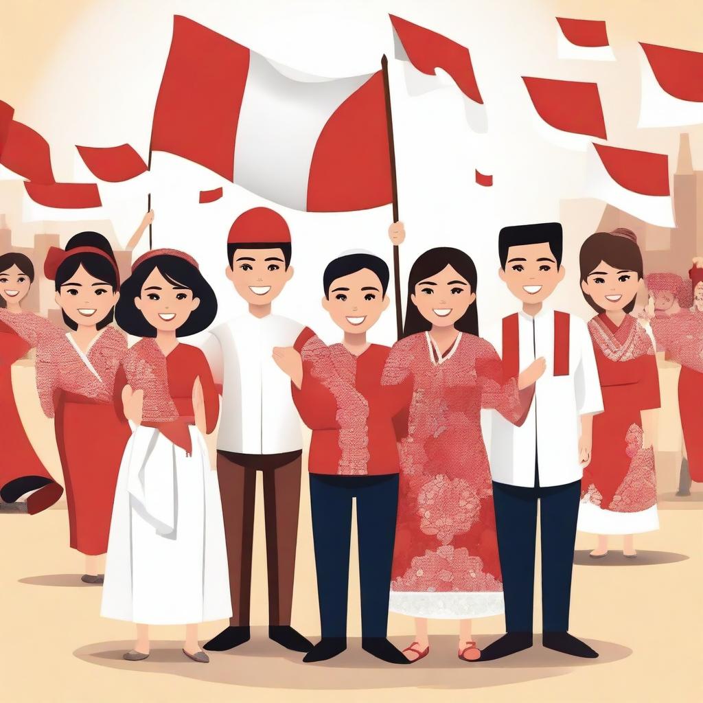 A group of Indonesian people celebrating Indonesian Independence Day with smiles and joy