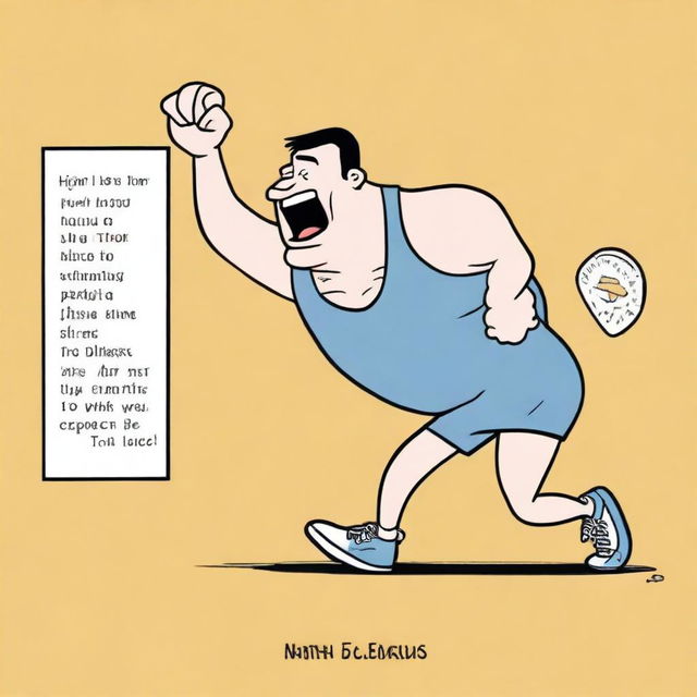 A humorous cartoon cover featuring a person wrestling with a 12-step list