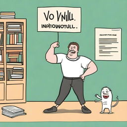 A humorous cartoon cover featuring a person wrestling with a 12-step list