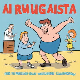 A humorous cartoon cover featuring a person wrestling with a 12-step list