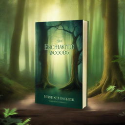 A captivating book cover featuring a mysterious forest with ancient trees, a hidden path, and a glowing light in the distance