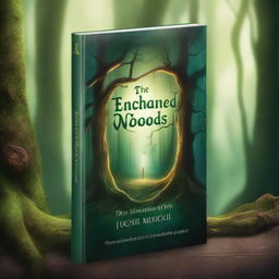 A captivating book cover featuring a mysterious forest with ancient trees, a hidden path, and a glowing light in the distance