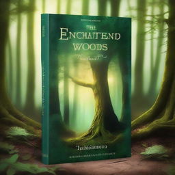 A captivating book cover featuring a mysterious forest with ancient trees, a hidden path, and a glowing light in the distance