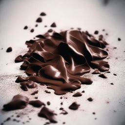 Generate a 3000px by 3000px cover image featuring melted chocolate and withered flowers