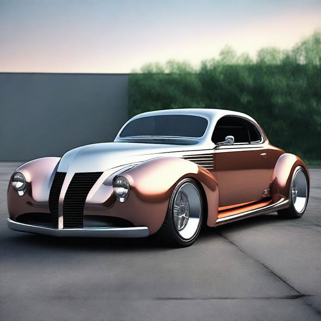 Create a custom hypercar that is a fusion of a 1939 Chevy coupe and Camaro