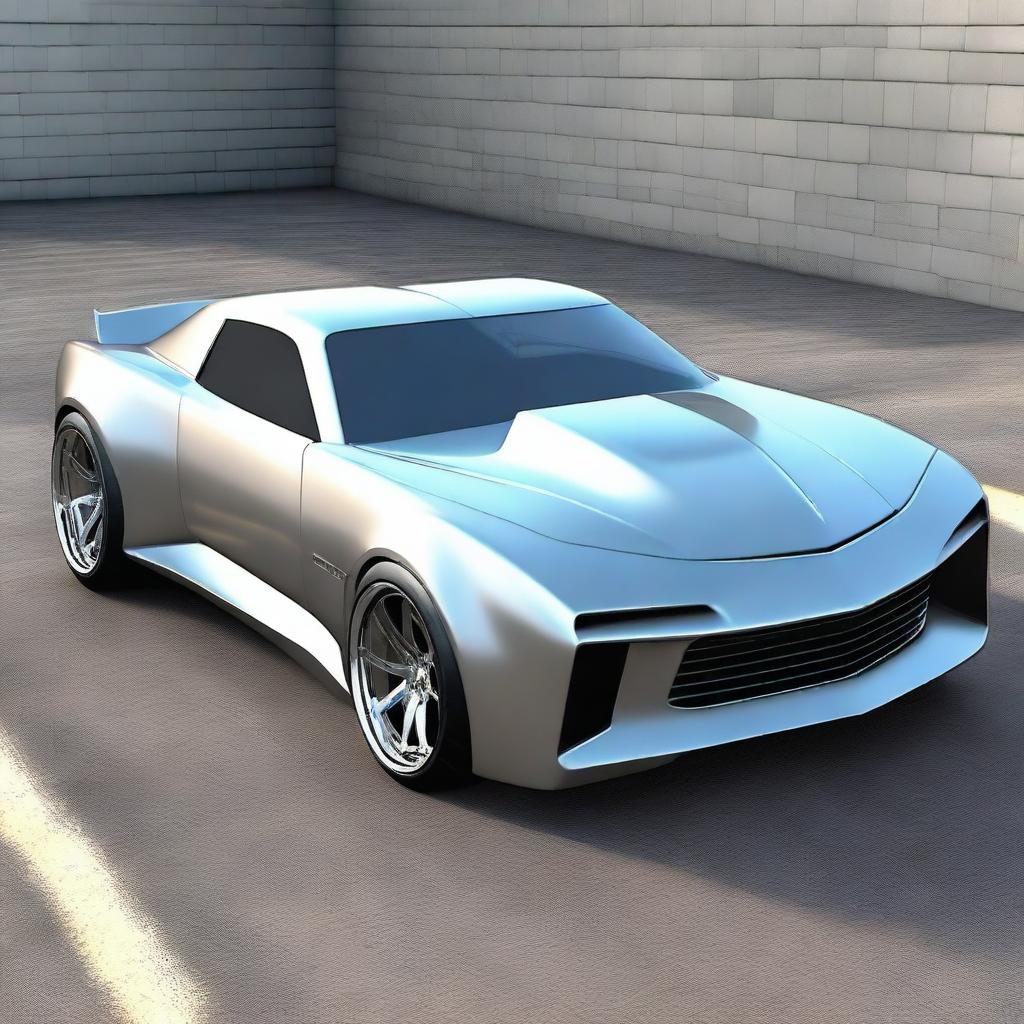 Create a custom hypercar that is a fusion of a modern Camaro and a primer gray 1939 Chevrolet coupe