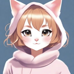 A cute cat girl with big, expressive eyes and soft, fluffy ears