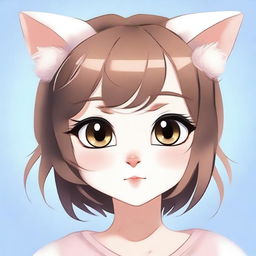 A cute cat girl with big, expressive eyes and soft, fluffy ears